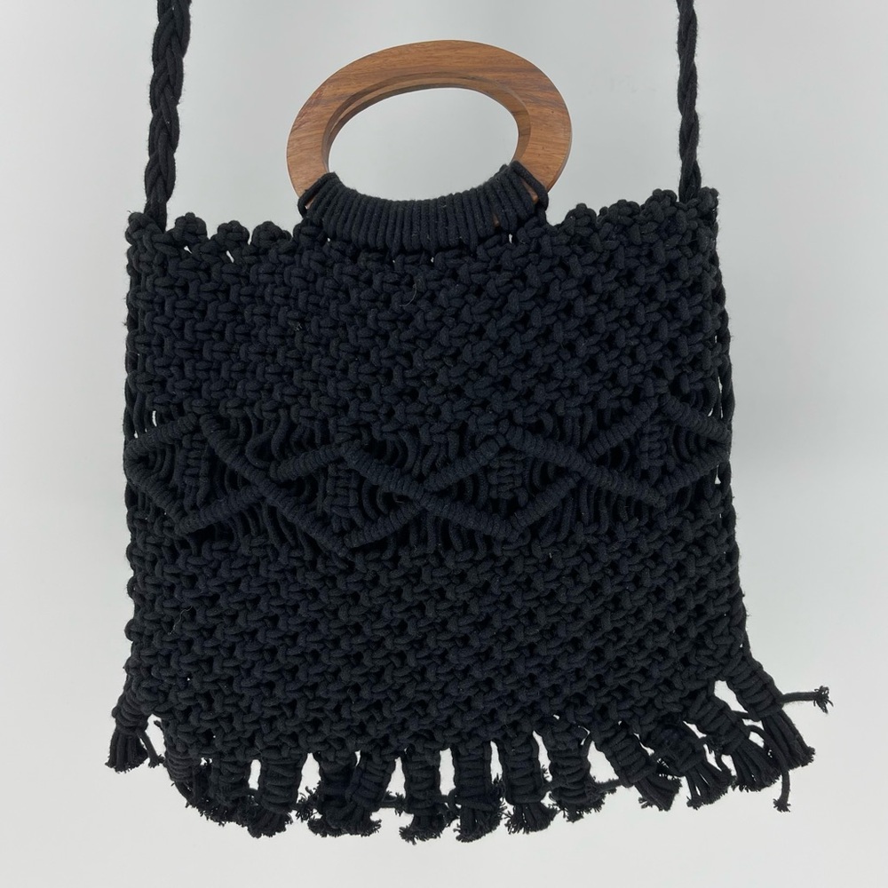 Danielle Nicole Black Macrame Boho Shoulder Bag, … - image 2